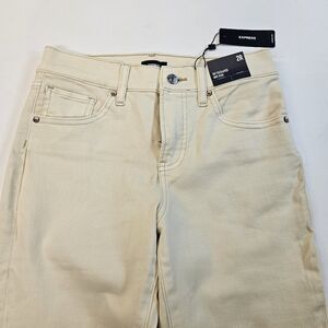 Express Women's New Skyscraper Mid Rise Jeans 2R Creme Beige NWT $98 Retail